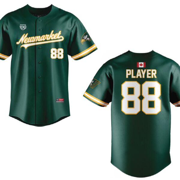 Newmarket Hawks Sublimated Full Button Baseball Jersey - Youth Thumbnail